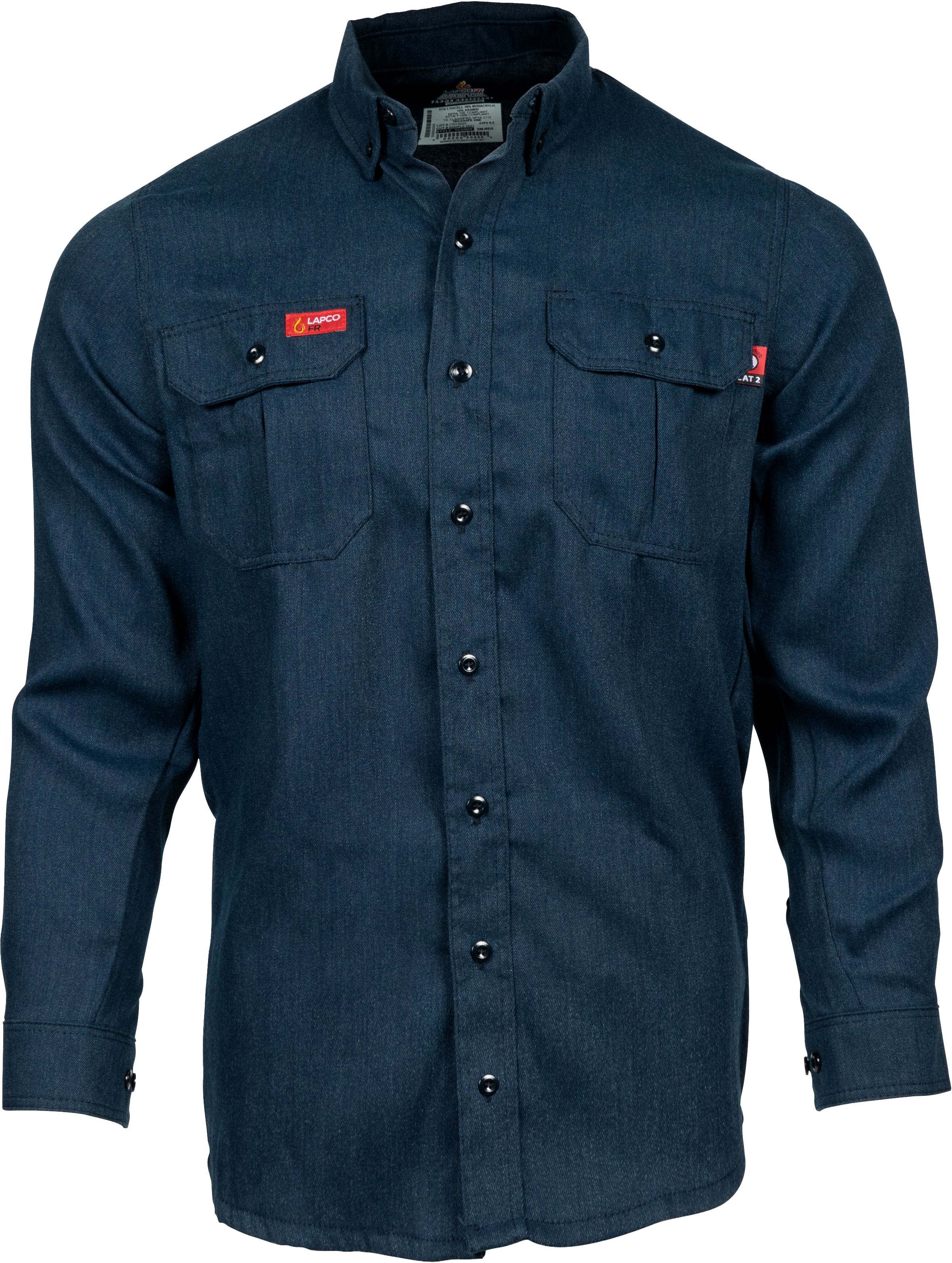 Lapco 5 oz. Tecasafe One Inherent FR Modern Uniform Shirt - Denim Navy flame, resistant, retardant, button down, tecasafe, inherent