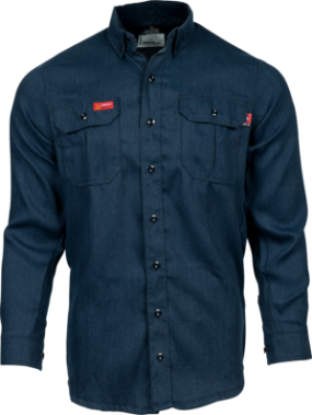 Lapco 5 oz. Tecasafe One Inherent FR Modern Uniform Shirt - Denim Navy