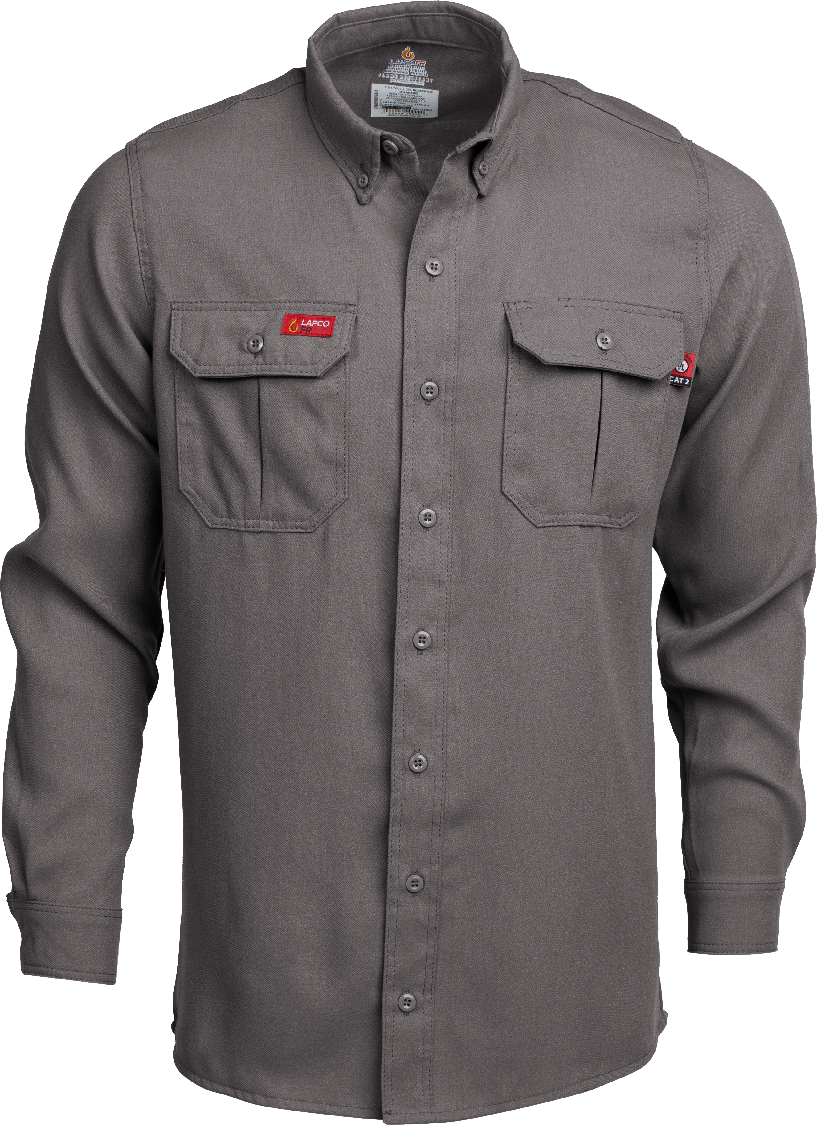 Lapco 5 oz. Tecasafe? One Inherent FR Modern Uniform Shirt - Gray flame, resistant, retardant, button down, tecasafe, inherent
