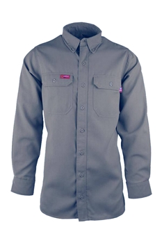 Lapco 6.5 oz. DH FR Uniform Shirt - Gray flame, resistant, retardant, work, button down