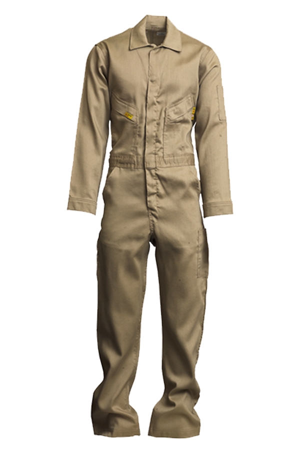 Lapco 6 oz. FR Deluxe Lightweight Coveralls - Khaki flame, resistant, retardant, contractor, welder, light, weight, tan