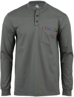 Lapco 6 oz. FR Henley Tee with Pocket - Gray