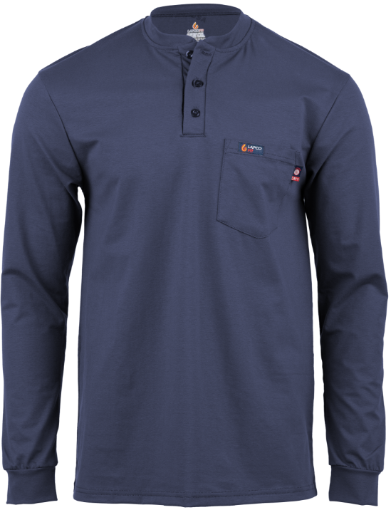 Lapco 6 oz. FR Henley Tee with Pocket - Navy - FRT-HJE-6NY