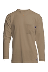 Lapco 6 oz. FR Pocket Tee - Khaki t-shirt, shirt. flame, resistant, retardant, tan