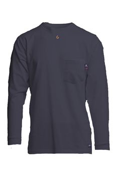 Lapco 6 oz. FR Pocket Tee - Navy t-shirt, shirt. flame, resistant, retardant