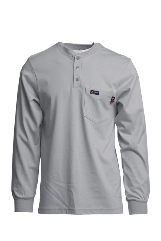 Lapco 7 oz. FR Henley Tee with Pocket - Gray - FRT-HJE-GRY