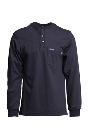 Lapco 7 oz. FR Henley Tee with Pocket - Navy