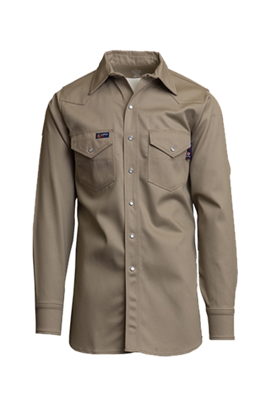 Lapco 10 oz. FR Welding Pearl Snap Shirt | Khaki - INKWS