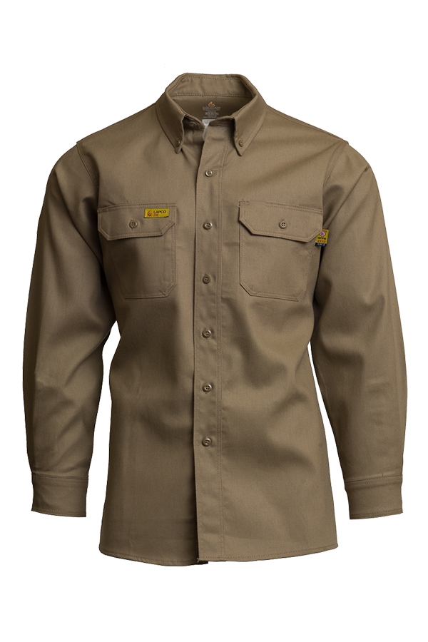 Lapco FR 6 oz. Uniform Shirt - Khaki flame, resistant, retardant, work, button down, tan