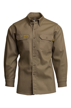 Lapco FR 6 oz. Uniform Shirt - Khaki flame, resistant, retardant, work, button down, tan