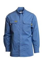 Lapco FR 7 oz. Advanced Comfort Uniform Shirt - Medium Blue flame, resistant, retardant, work, button down, westex, ultrasoft, ultra, soft, ac