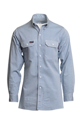 Lapco FR 7 oz. Blue/White Striped Uniform Shirt flame, resistant, retardant, work, button down