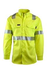 Lapco FR 7 oz. Hi-Viz Button Down Uniform Shirt | Type R Class 2 flame, resistant, retardant, work, button down, high, visibility, hi-vis, yellow, green