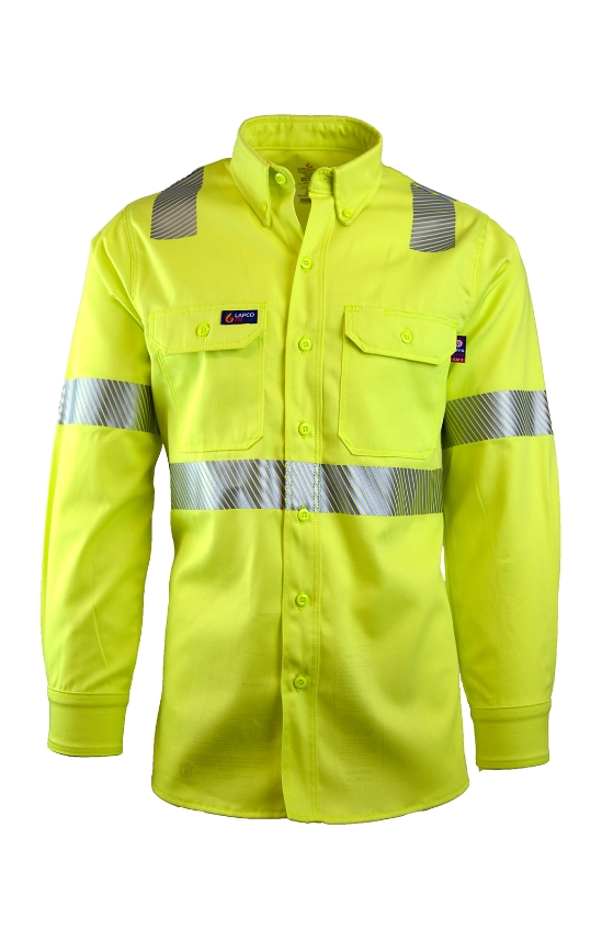 Lapco FR 7 oz. Hi-Viz Button Down Uniform Shirt | Type R Class 2 - IHV7C2