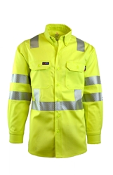 Lapco FR 7 oz. Hi-Viz Button Down Uniform Shirt | Type R Class 3 flame, resistant, retardant, work, button down, high, visibility, hi-vis, yellow, green