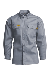 Lapco FR 7 oz. Uniform Shirt 88/12 Blend - Light Gray flame, resistant, retardant, work, button down, grey
