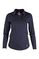 Lapco FR Ladies Long Sleeve Knit Polo Shirt - Navy flame, resistant, retardant, work, collar, collared, womens, ladies, dark blue