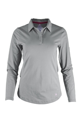 Lapco FR Ladies Long Sleeve Knit Polo Shirt - Gray flame, resistant, retardant, work, collar, collared, womens, ladies, grey, silver