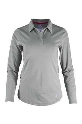 Lapco FR Ladies Long Sleeve Knit Polo Shirt - Gray