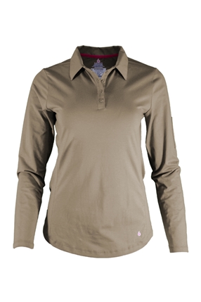 Lapco FR Ladies Long Sleeve Knit Polo Shirt - Khaki