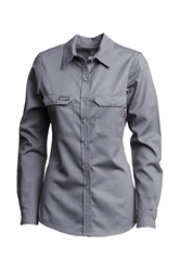 Lapco FR Women's Advanced Comfort Uniform Shirt - Gray flame, resistant, retardant, work, button down, grey, womens, ladies