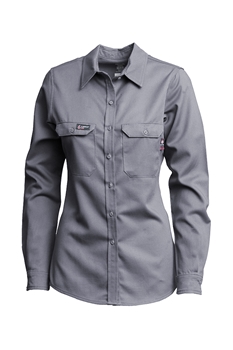 Lapco FR Womens Advanced Comfort Uniform Shirt - Gray flame, resistant, retardant, work, button down, grey, womens, ladies