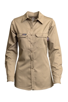 Lapco FR Womens Advanced Comfort Uniform Shirt - Khaki flame, resistant, retardant, work, button down, tan, womens, ladies