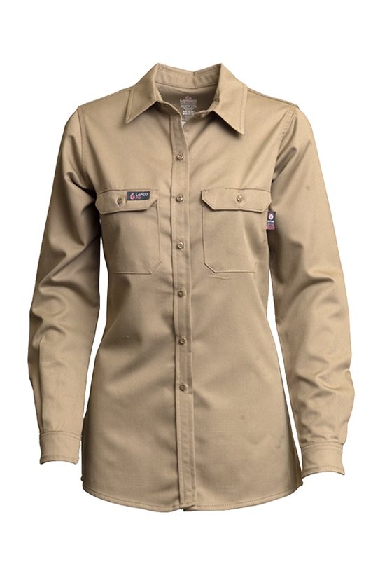Lapco FR Women's Advanced Comfort Uniform Shirt - Khaki - L-SFRACKH