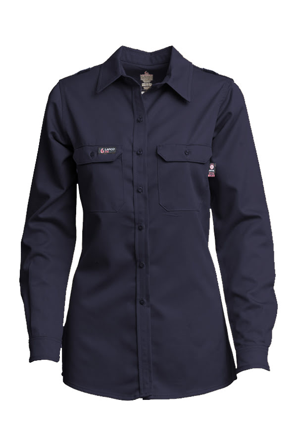 Lapco FR Womens DH Uniform Shirt - Navy flame, resistant, retardant, work, button down, womens, ladies, westex, dual, hazard