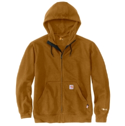 Mens Carhartt FR Force Original Fit Midweight Zip Front Sweatshirt-Brown 