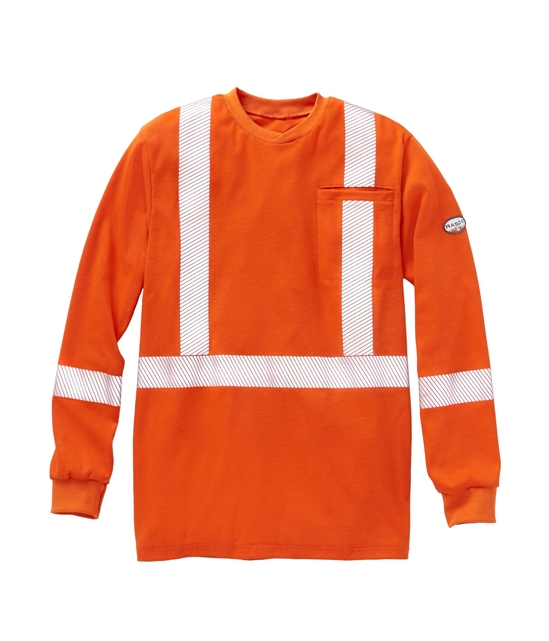 Rasco FR Hi Vis Long Sleeve Shirt with Reflective Trim - Orange - FR0310OH