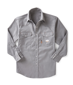 Rasco FR Mens Snap Shirt - Gray flame, resistant, retardant, work, grey