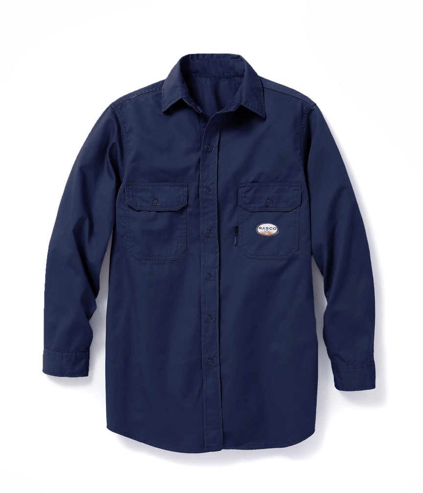 Rasco FR Mens Uniform Shirt - Navy flame, resistant, retardant, work, button down