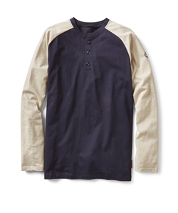 Rasco FR Two Tone Henley T-Shirt -Khaki/Navy flame, resistant, retardant, tee, henly