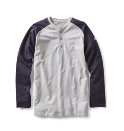Rasco FR Two Tone Henley T-Shirt - Navy/Gray flame, resistant, retardant, tee, henly, grey