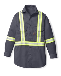 Rasco FR Uniform Shirt with Reflective Trim - Gray flame, resistant, retardant, work, button down, grey