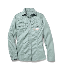 Rasco FR Womens Work Shirt with Buttons - Sage Green ladies, teal, button, mint, flame, resistant, retardant