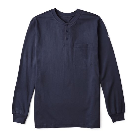 Rasco Flame Resistant Henley T-Shirt | Navy | USA Fabric - FR0101UNV