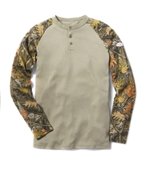 Rasco FR Two Tone Henley T-Shirt - Camo/Khaki flame, resistant, retardant, tee, henly