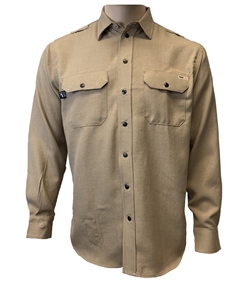 Reed FR Mens Nomex IIIA Snap Work Shirt - Khaki fr, frc, arc, flash, fire, retardant, flame, tan, brown, beige