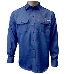 Reed FR Nomex IIIA Snap Front Work Shirt - Royal Blue fr, frc, arc, flash, fire, retardant