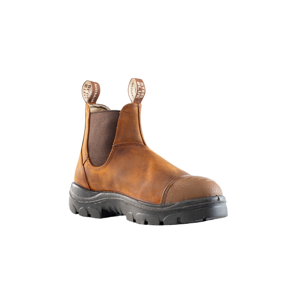 Steel Blue Mens Hobart Scuff Cap Safety Toe Boot - Distressed Brown 