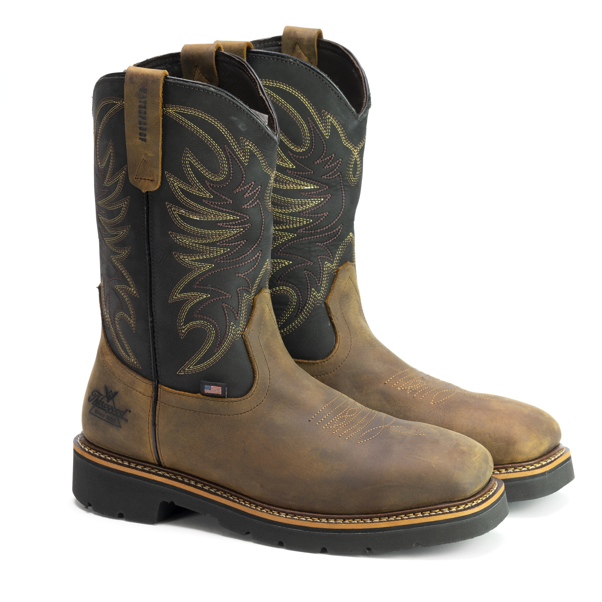 Thorogood Mens 11" Waterproof American Heritage Square Toe Wellington 