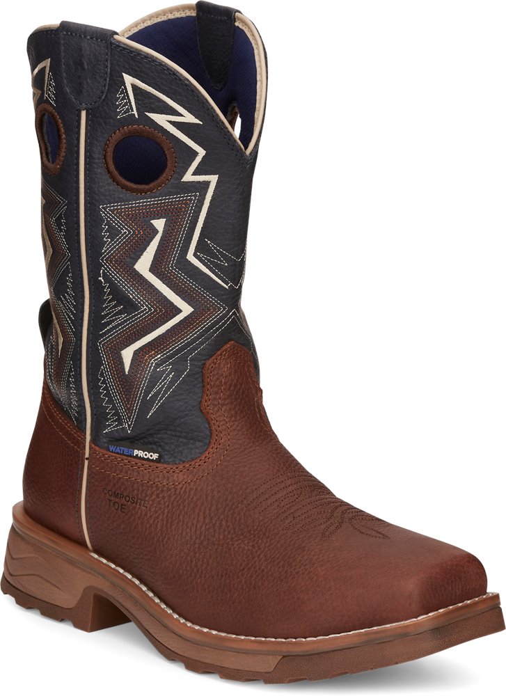 Tony Lama Force Waterproof Composite Toe Boot midnight, navy, electric, stitching