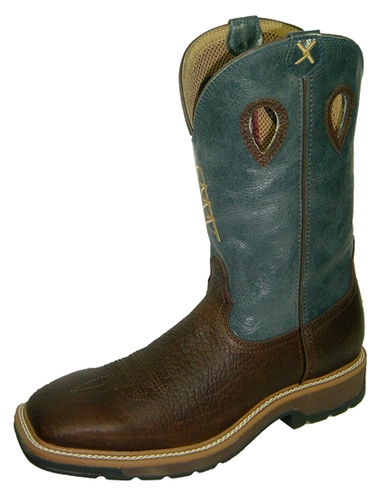 Twisted X Blue Cowboy Steel Toe Work Boots | MLCS006