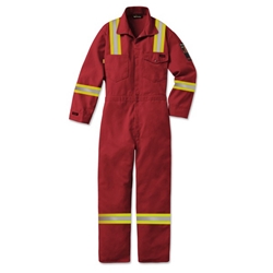 Workrite 7 oz. Nomex MHP Deluxe Industrial Coverall - Red with FR Tape enhanced visibility, hi-vis, high vis, reflective, fr, tape, trim, yellow, silver, 2, inch, discontinued, workright