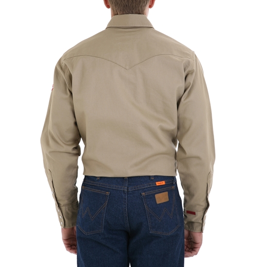 Wrangler FR Long Sleeve Twill Khaki Work Shirt - FR12140