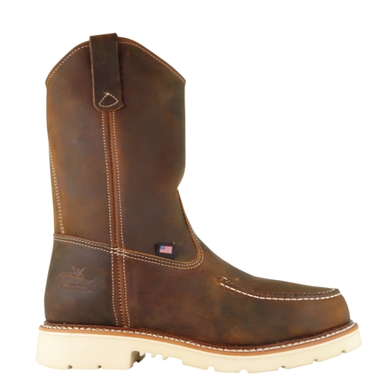 Thorogood Men's American Heritage 11" Crazy Horse Safety Toe Wellington - Moc Toe Pull-On - 804-3311