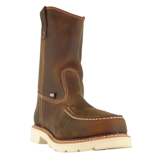 Thorogood Men's American Heritage 11" Crazy Horse Safety Toe Wellington - Moc Toe Pull-On - 804-3311