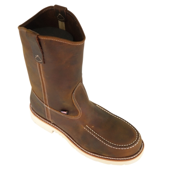 Thorogood Men's American Heritage 11" Crazy Horse Safety Toe Wellington - Moc Toe Pull-On - 804-3311